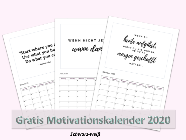 Motivationskalender 2020 schwarz-weiß